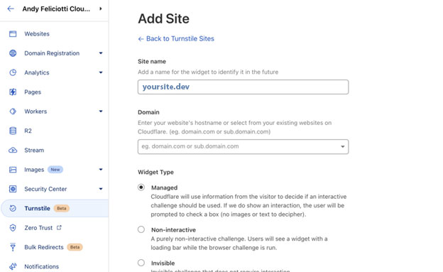 cloudflare-turnstile-add-site